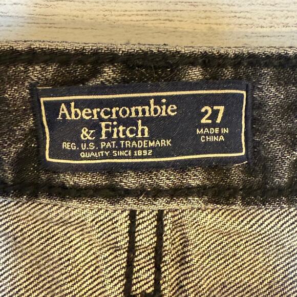 VTG Abercrombie Fitch Y2K size 27 black denim jean embroidered mini micro skirt - Picture 5 of 10